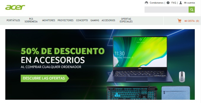 Pagina de inicio Acer