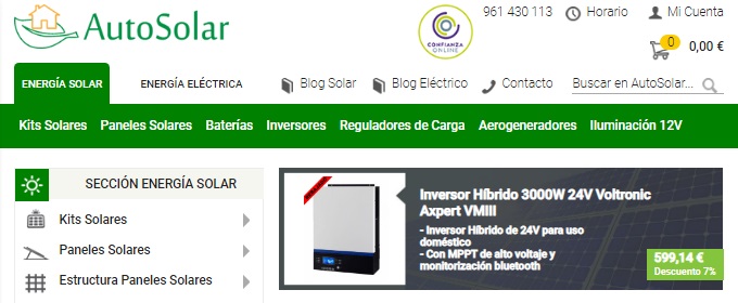 Página de inicio Autosolar