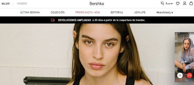 Pagina de inicio Bershka