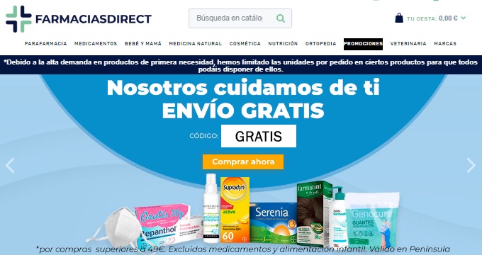 Pagina de inicio Farmaciasdirect