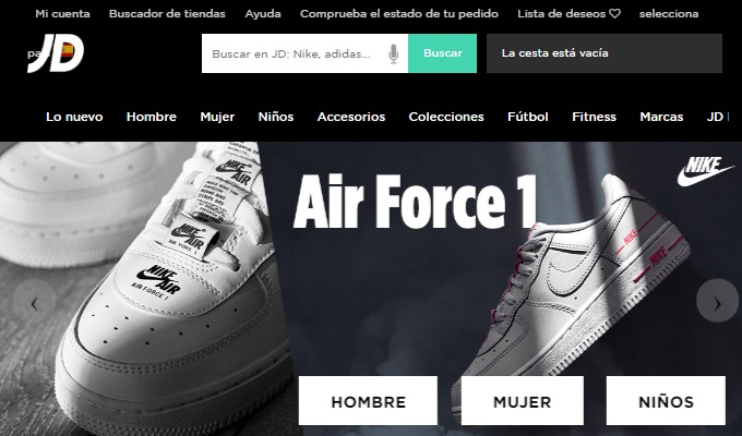 Pagina de inicio JD Sports