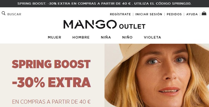 Pagina de inicio Mango Outlet