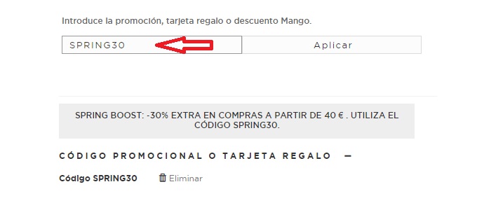 ?Como usar el codigo de descuento Mango Outlet?