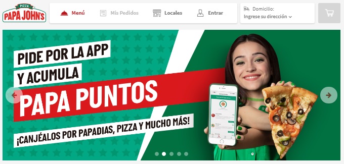 Pagina de inicio Papa John's