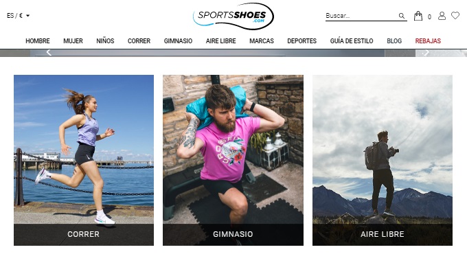 Pagina de inicio SportsShoes.com