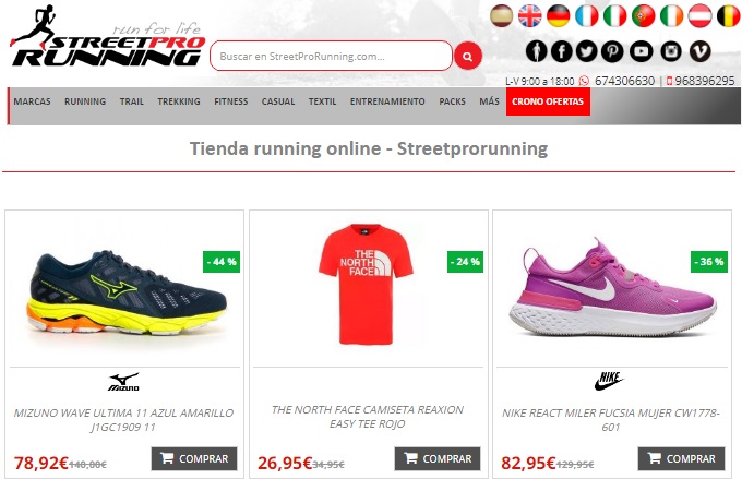 Pagina de inicio StreetProRunning