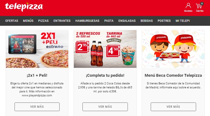 Pagina de inicio Telepizza