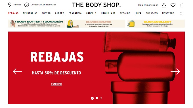 Pagina de inicio The Body Shop