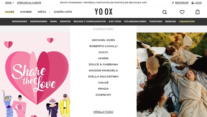 Pagina de inicio YOOX